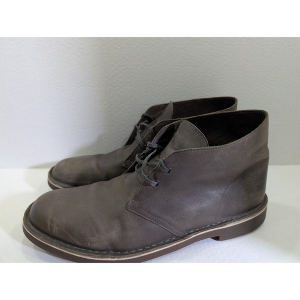 Clarks Desert Boots Men's Size 15 Gray Leather Chukka Ankle Boots‎ Lace-Up